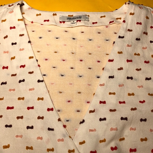 Madewell short sleeve  V-neck wrap tie top - Picture 5 of 10